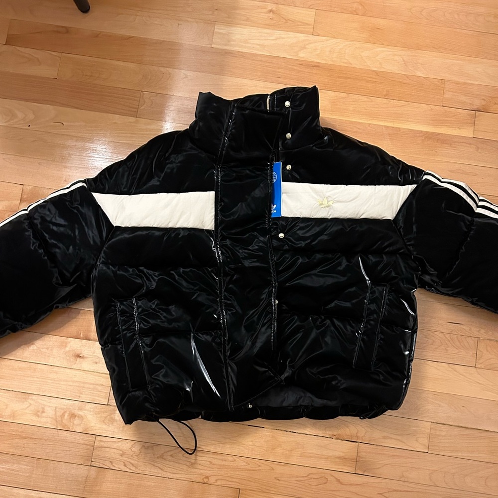 Adidas Velour Puffer Bomber Jacket